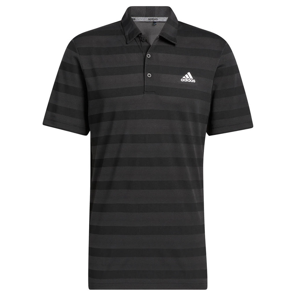 adidas 2 Colour Stripe Primegreen Golf Polo Shirt - Black/Grey