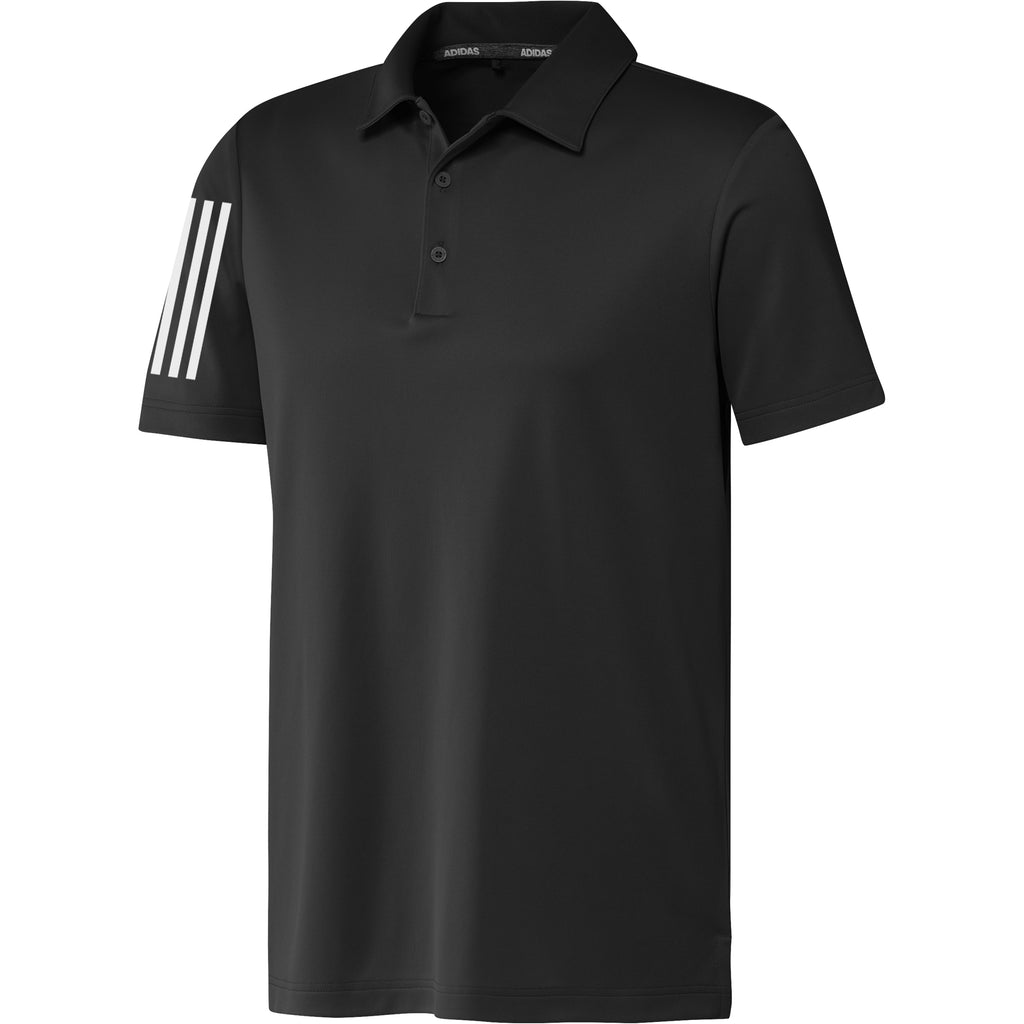 adidas 3 Stripe Basic Mens Golf Polo Shirt - Black