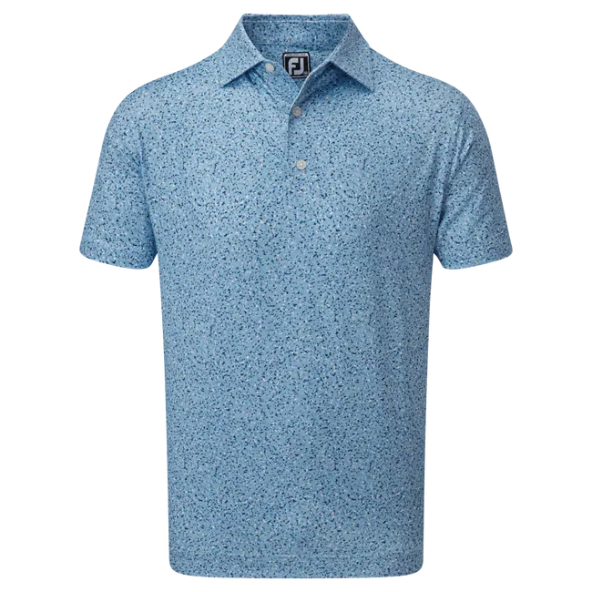 Footjoy Granite Print Lisle Golf Polo Shirt - Dusk Blue