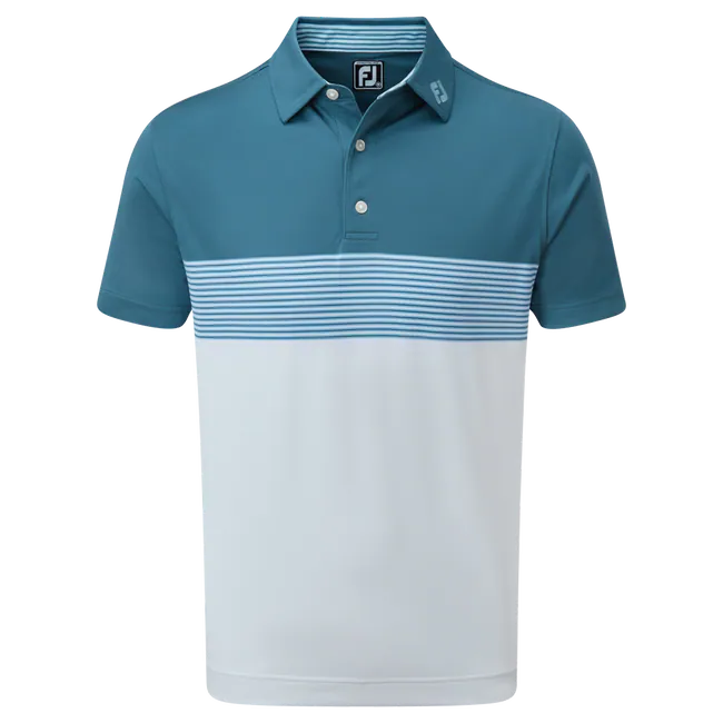 Footjoy Colour Block Pique Golf Polo Shirt - Ink / White / Dusk Blue