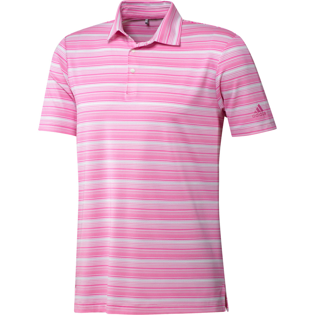 adidas HTR Snap Mens Golf Polo Shirt - Pink/White
