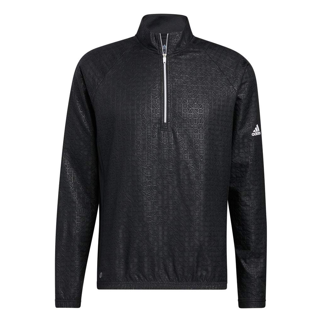 Adidas Deboss 1/4 Zip Golf Pullover - Black