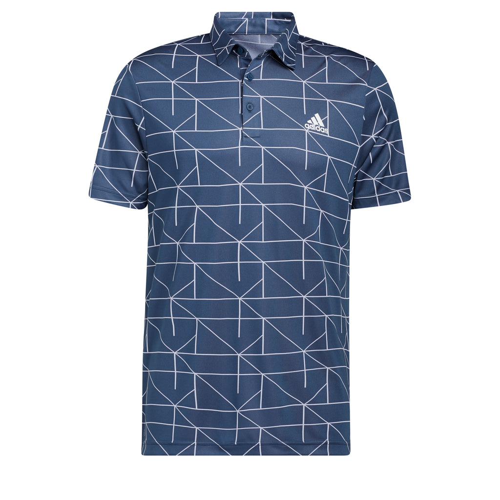 adidas Lines Jacquard Golf Polo Shirt - Navy