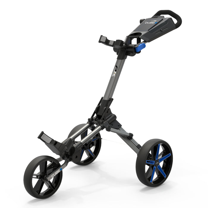 Powakaddy Cube Golf Push Trolley - Gunmetal/Blue