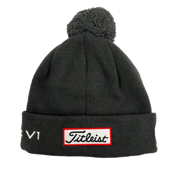 Titleist Tour Pom Pom Golf Beanie Hat - Charcoal / White