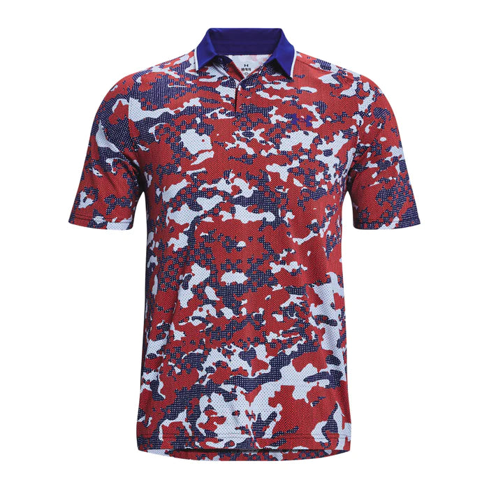 Under Armour Iso Chill Camo Golf Polo - Red / Blue