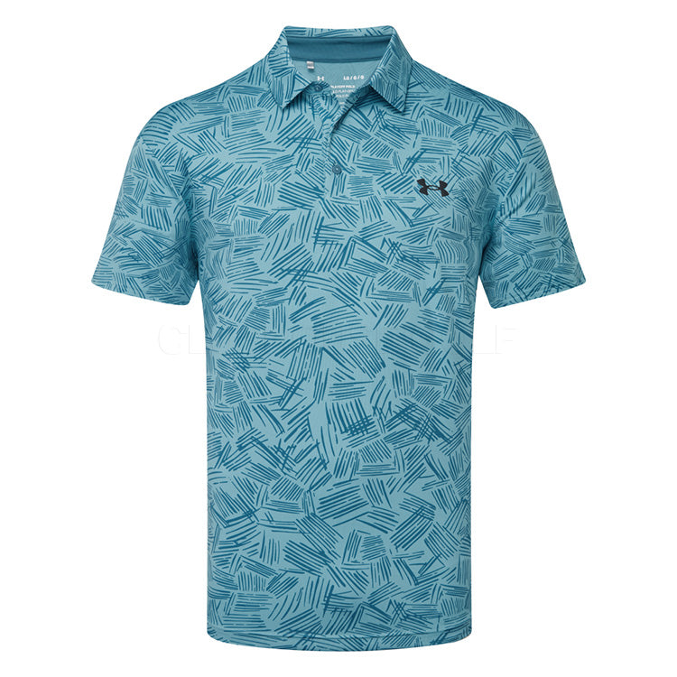 Under Armour Playoff 3.0 Printed Golf Polo - Still Water / Static Blue