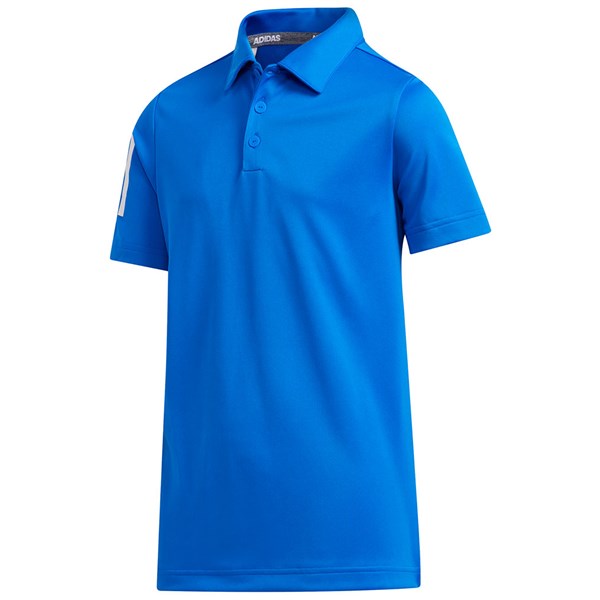 adidas 3 Stripe Junior Solid Golf Polo Shirt - Blue
