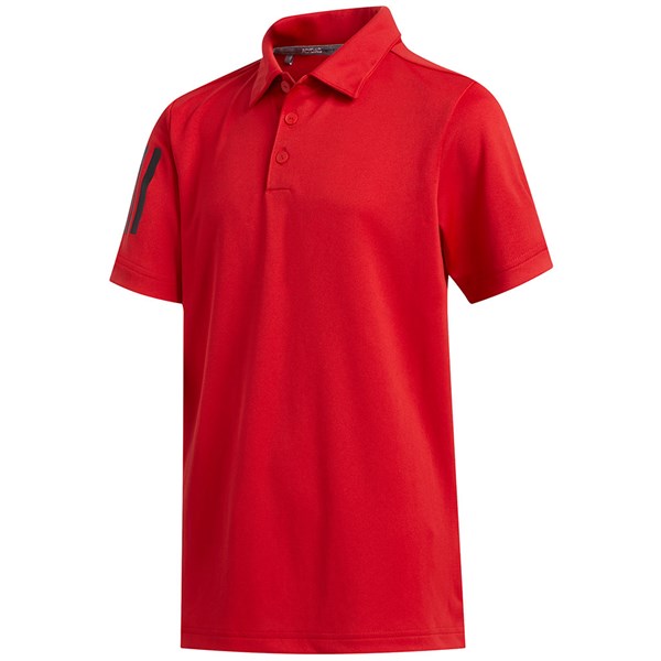 adidas 3 Stripe Junior Golf Polo Shirt - Red