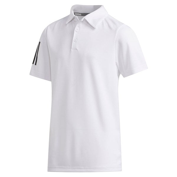 adidas 3 Stripe Junior Solid Golf Polo Shirt - White