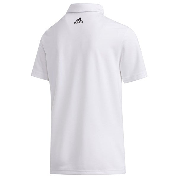 adidas 3 Stripe Junior Solid Golf Polo Shirt - White