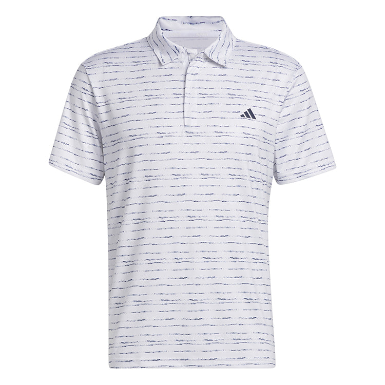 adidas Stripe Zip Golf Polo Shirt - White/Navy