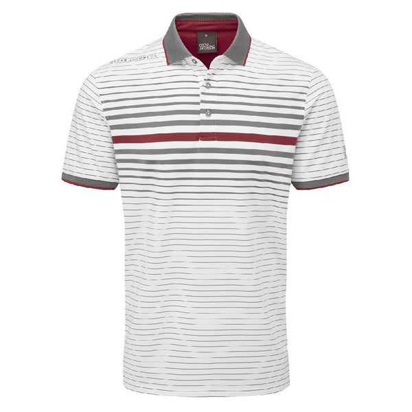 Oscar Jacobson Drayton Golf Polo Shirt - White/Charcoal