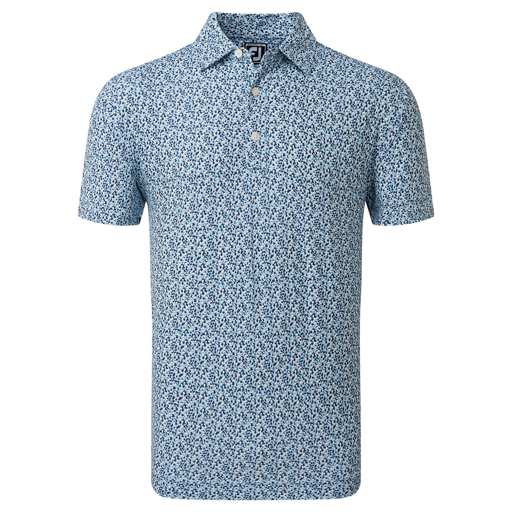 Footjoy Confetti Print Pique Golf Polo Shirt - True Blue
