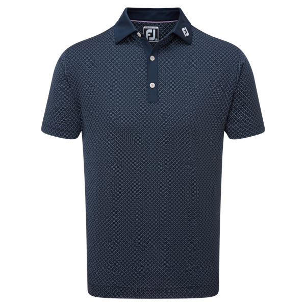 Footjoy Diamond Dot Golf Polo Shirt - Navy/White
