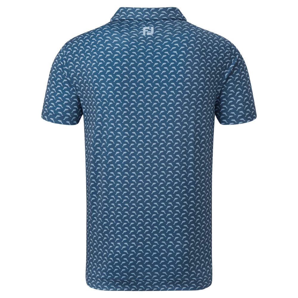 Footjoy Leaping Dolphins Lisle Print Golf Polo Shirt - Ink/Dusk Blue ...