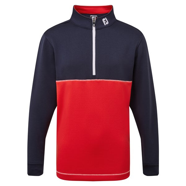 Footjoy Junior Colourblock Chillout Golf Pullover - Red