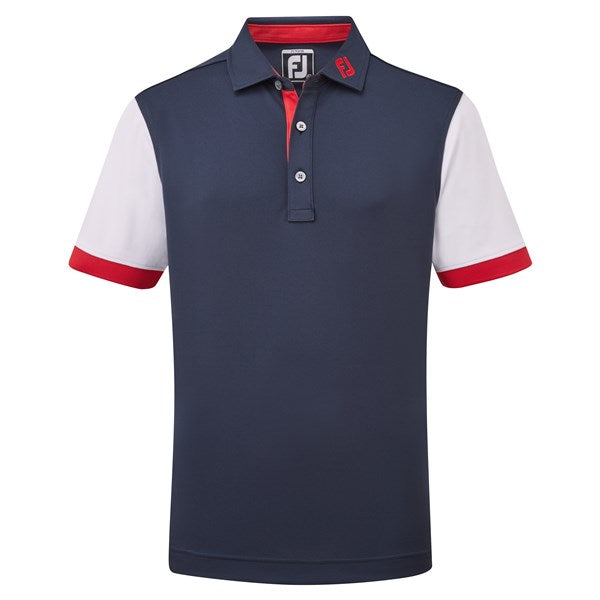 Footjoy Junior Colourblock Pique Golf Polo Shirt - Navy