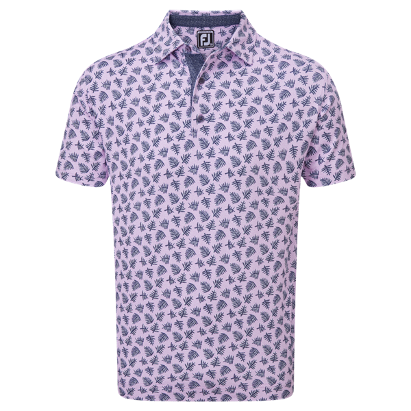 Footjoy Shadow Palm Golf Polo Shirt - Lavender/Navy