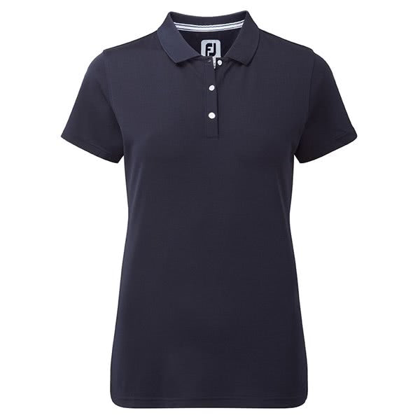 Footjoy Ladies Pique Stretch Solid Golf Polo Shirt - Navy