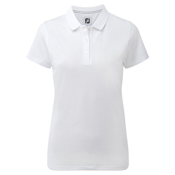 Footjoy Ladies Pique Stretch Solid Golf Polo Shirt - White