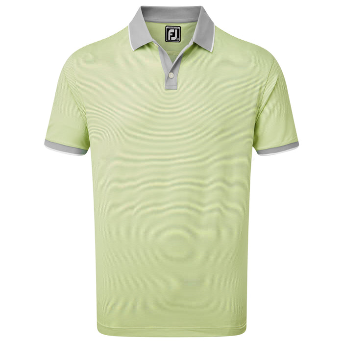 Footjoy Pique Ministripe Golf Polo Shirt - Grey/Lime S