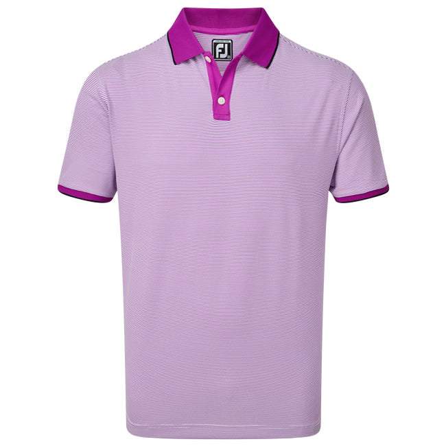 Footjoy Pique Ministripe Golf Polo Shirt - Mulberry/White