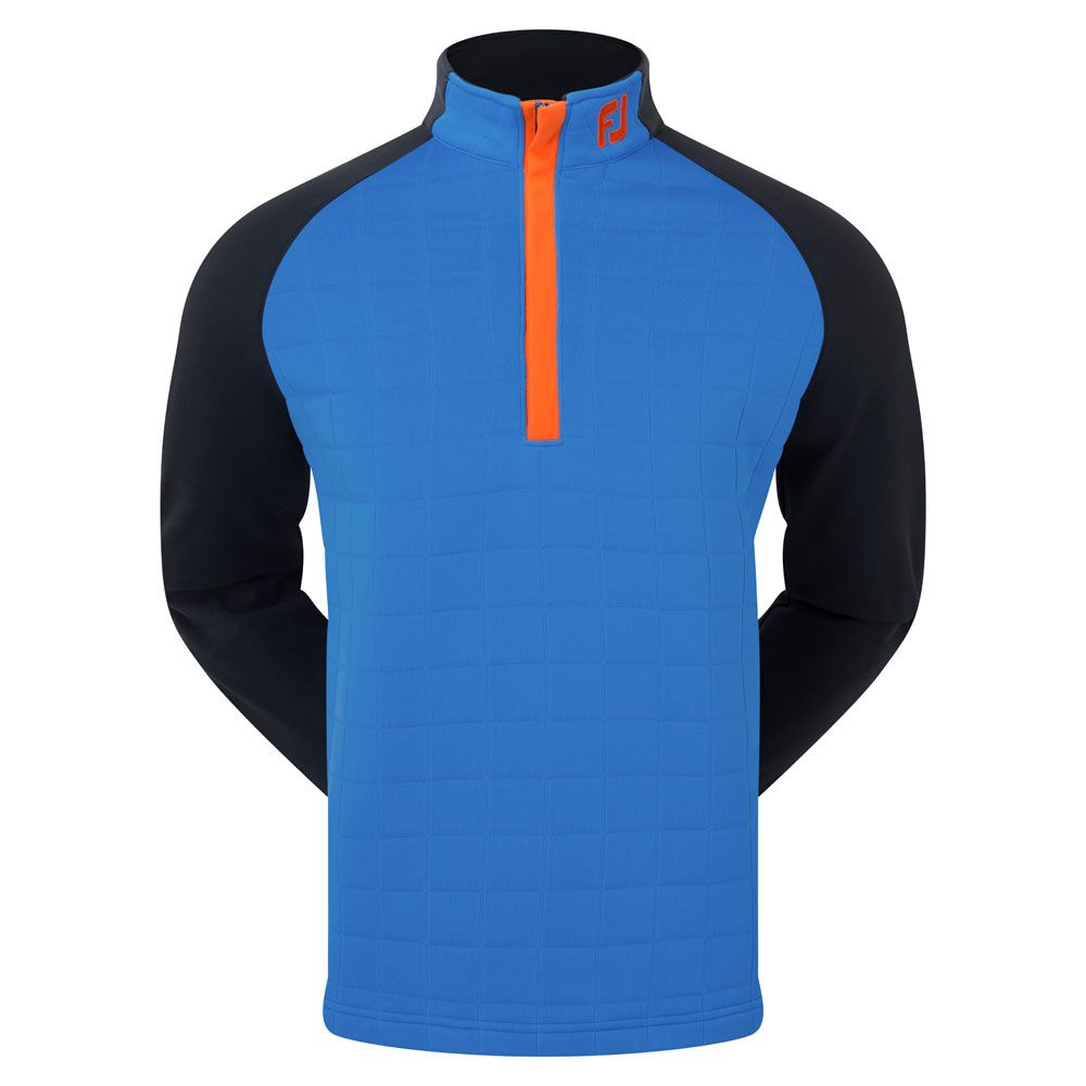 Footjoy Quilted Jacquard Chillout XP Golf Pullover - Sapphire/Black/Orange