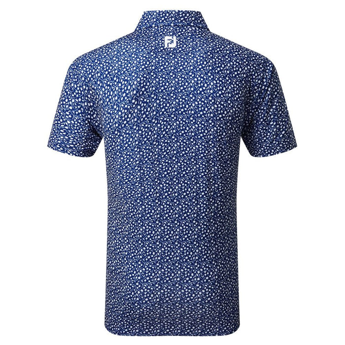 Footjoy Tossed Tulips Lisle Golf Polo Shirt - Twilight/White