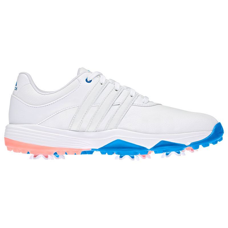 adidas Junior Tour 360 22 Golf Shoes - Cloud White / Cloud White / Blue Rush