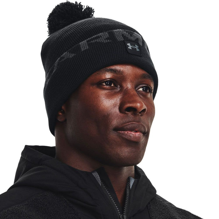 Under Armour Halftime Fleece Pom Golf Beanie - Black / Pitch Grey