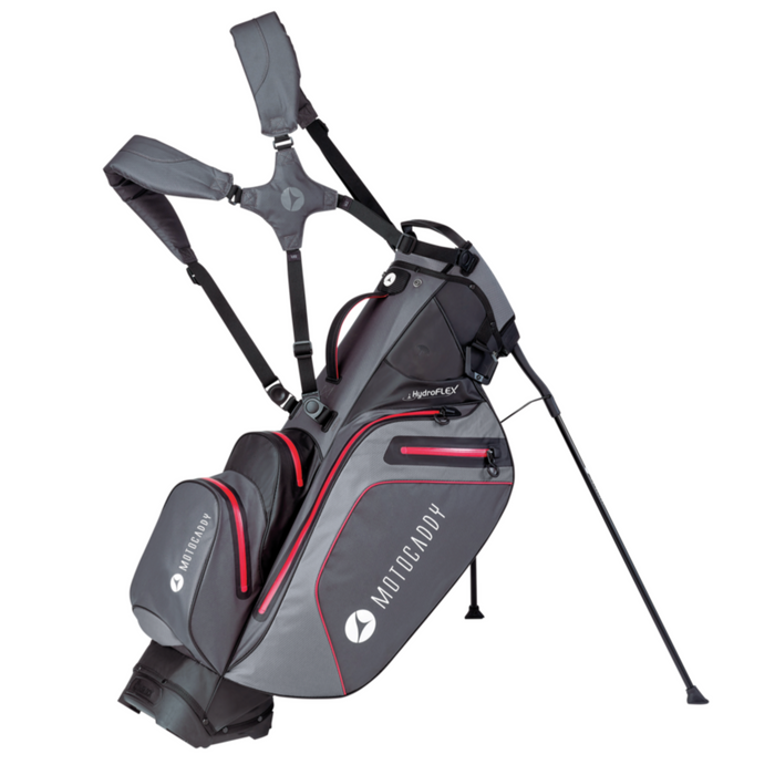 Motocaddy Hydroflex 2021 Waterproof Golf Stand bag - Charcoal/Red