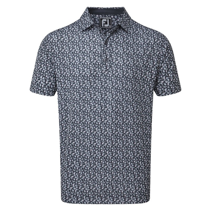 Footjoy Lisle Flower Print Golf Polo - Navy