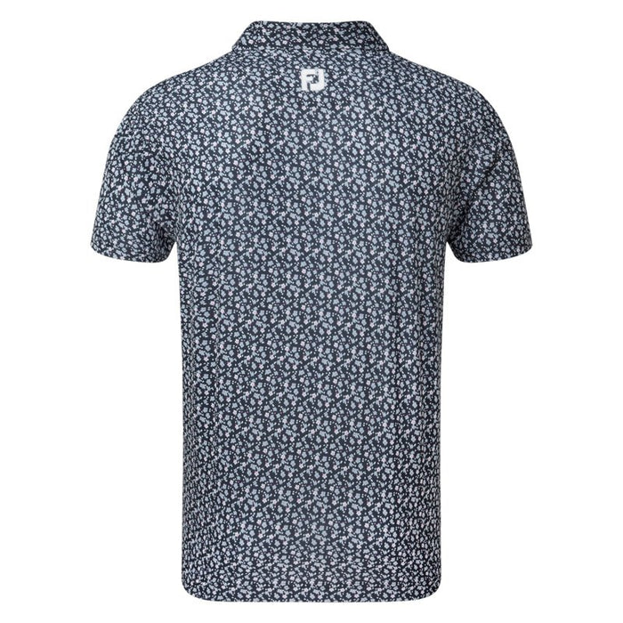 Footjoy Lisle Flower Print Golf Polo - Navy