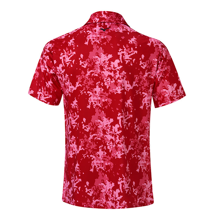 Mizuno Floral Golf Polo Shirt - Red - Andrew Morris Golf