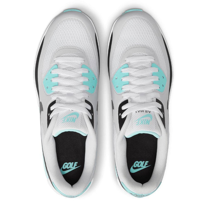 Nike Air Max 90G Golf Shoes - White/Particle Grey/Turquoise