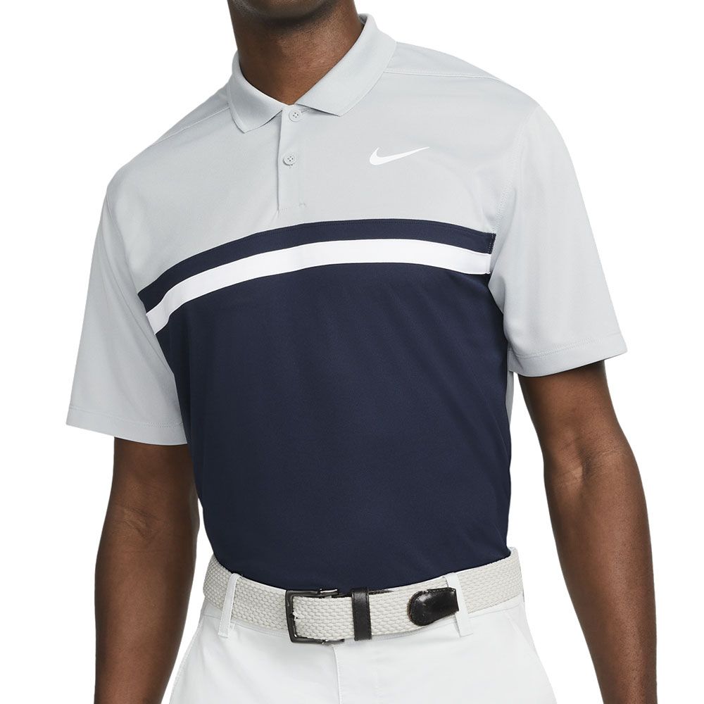 Nike Dri-Fit Victory Colourblock Golf Polo Shirt - Navy/Grey/White