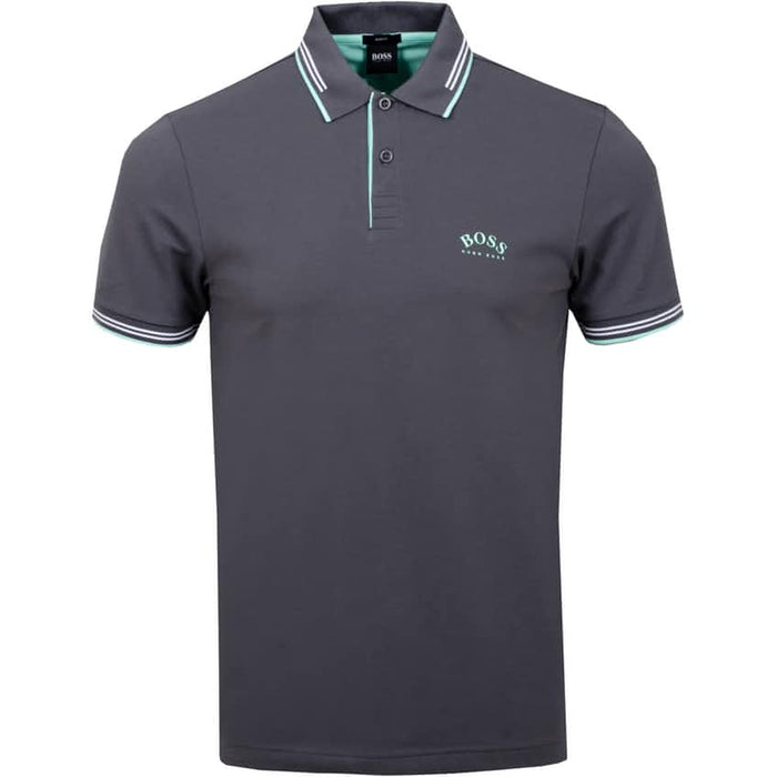 Hugo Boss Paule Tipped Curved Golf Polo - Grey