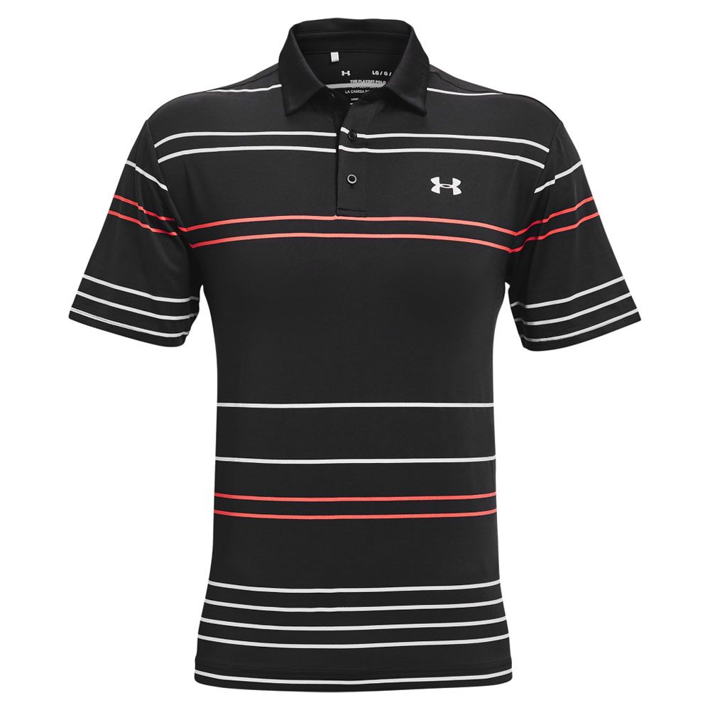 Under Armour Playoff Polo Mens Golf Polo Shirt - Black/White/Red