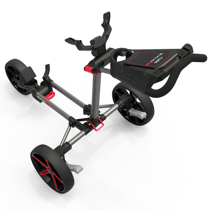 Powakaddy DLX-Lite FF Push Golf Trolley - Gunmetal/Red