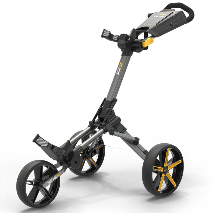 Powakaddy Micra Golf Push Trolley - Gunmetal/Yellow