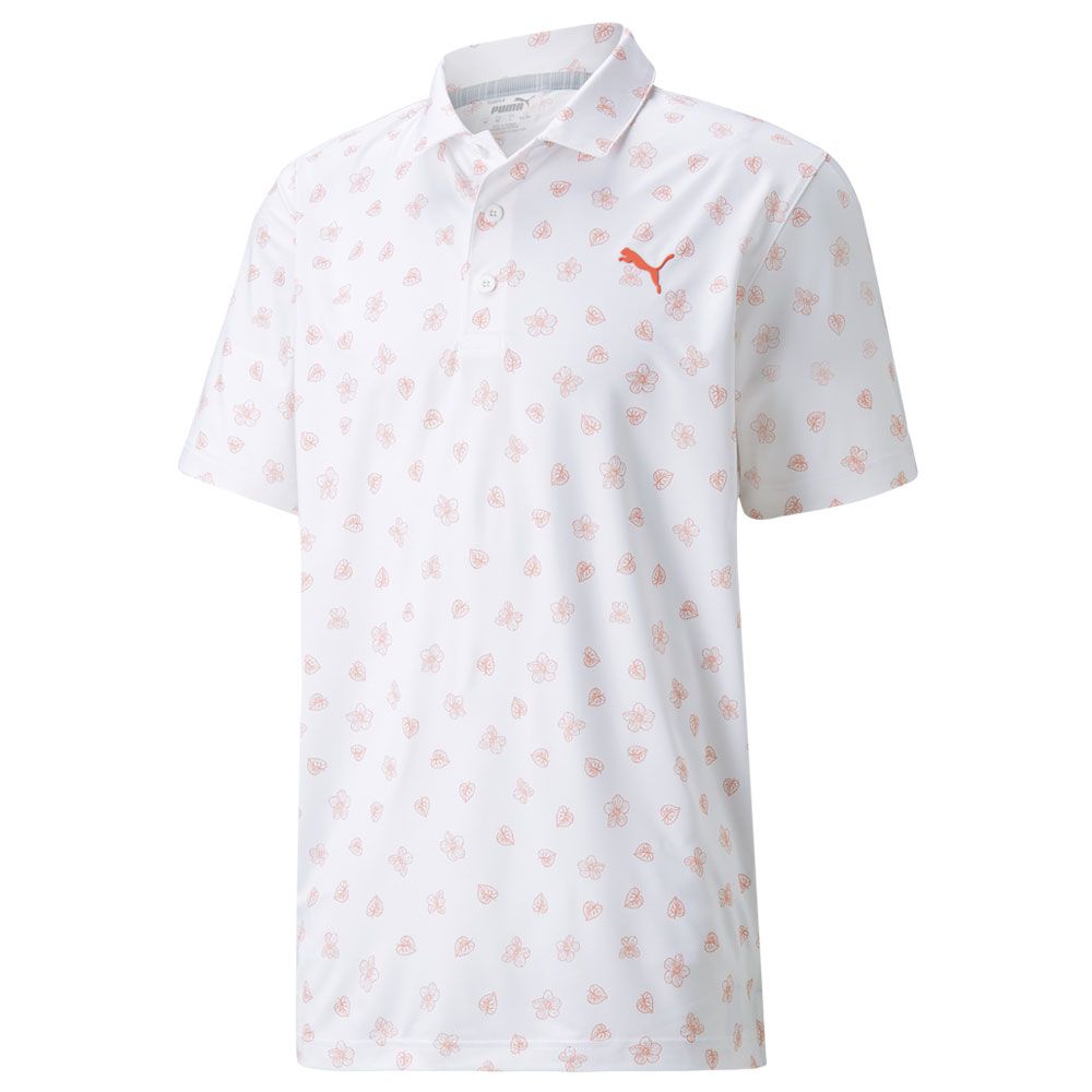 Puma Mattr Spring Golf Polo Shirt - White/Coral
