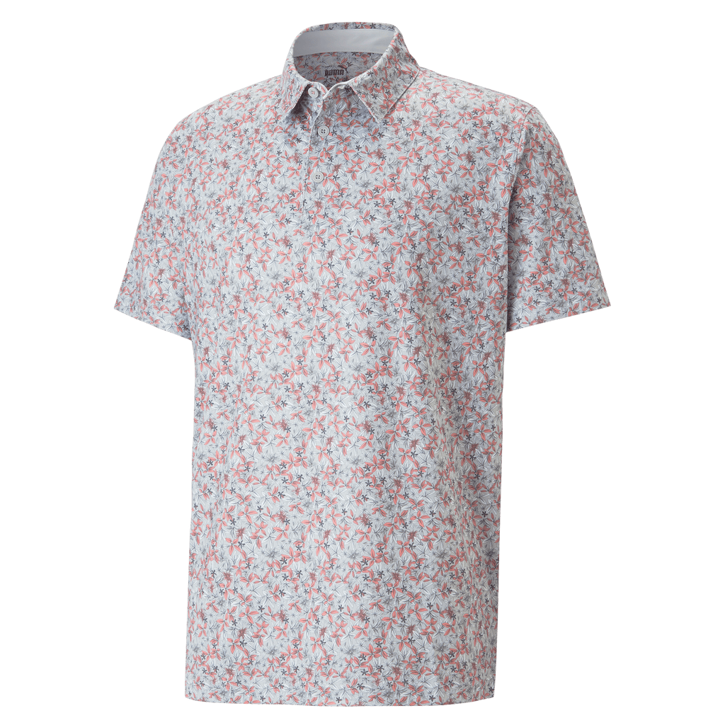 Puma Mattr Florals Golf Polo Shirt - High Rise/Flamingo Pink