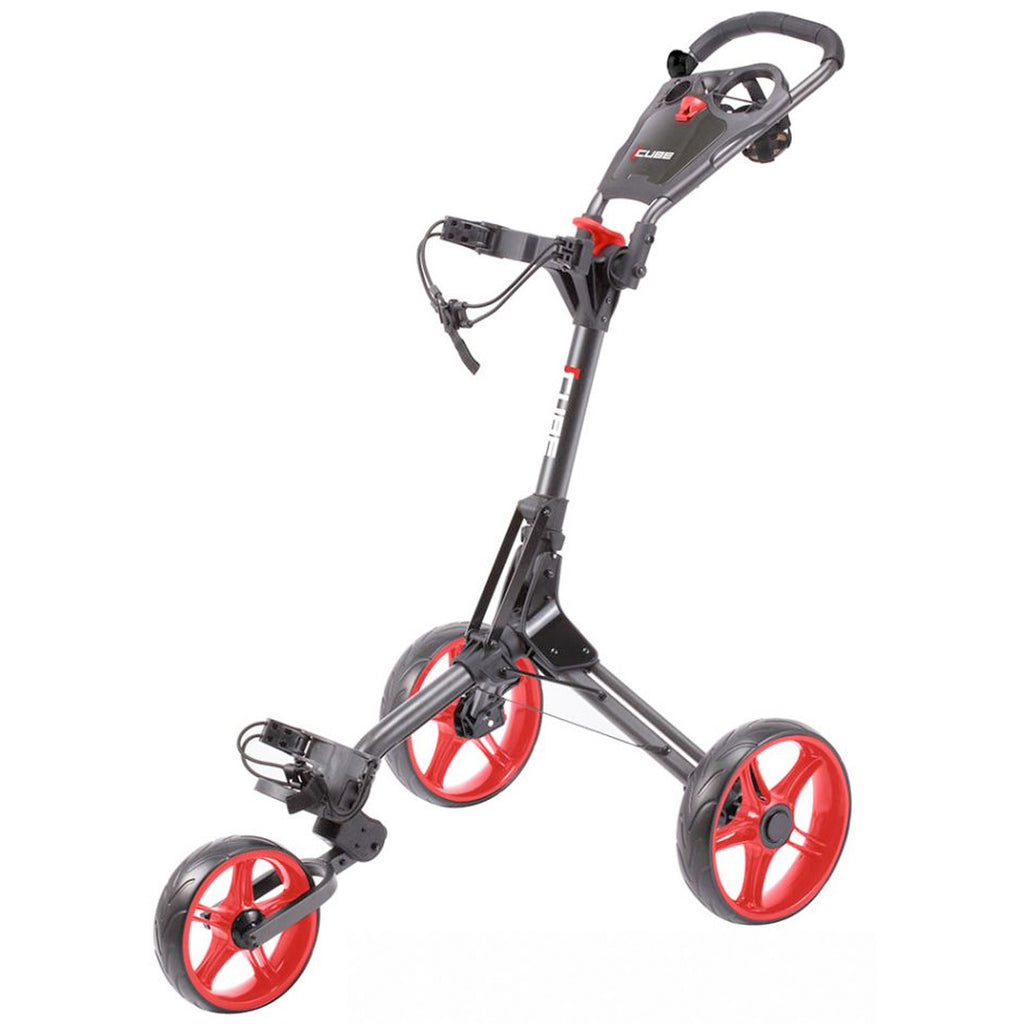 Skymax Cube 3-Wheel Push Golf Trolley - Charcoal/Red