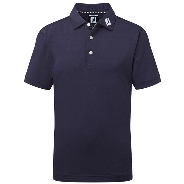 Footjoy Junior Stretch Pique Solid Golf Polo Shirt - Navy