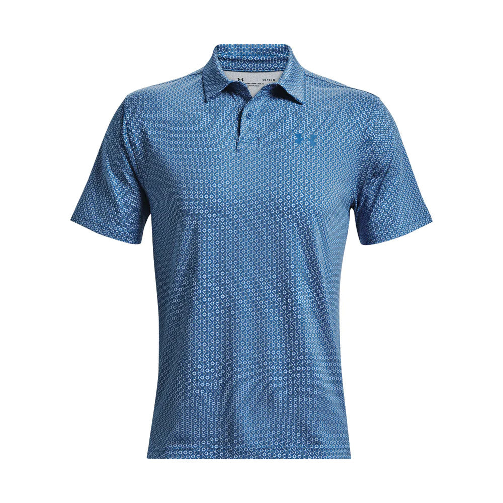 Under Armour Mens T2G Print Polo Golf Shirt - Victory Blue
