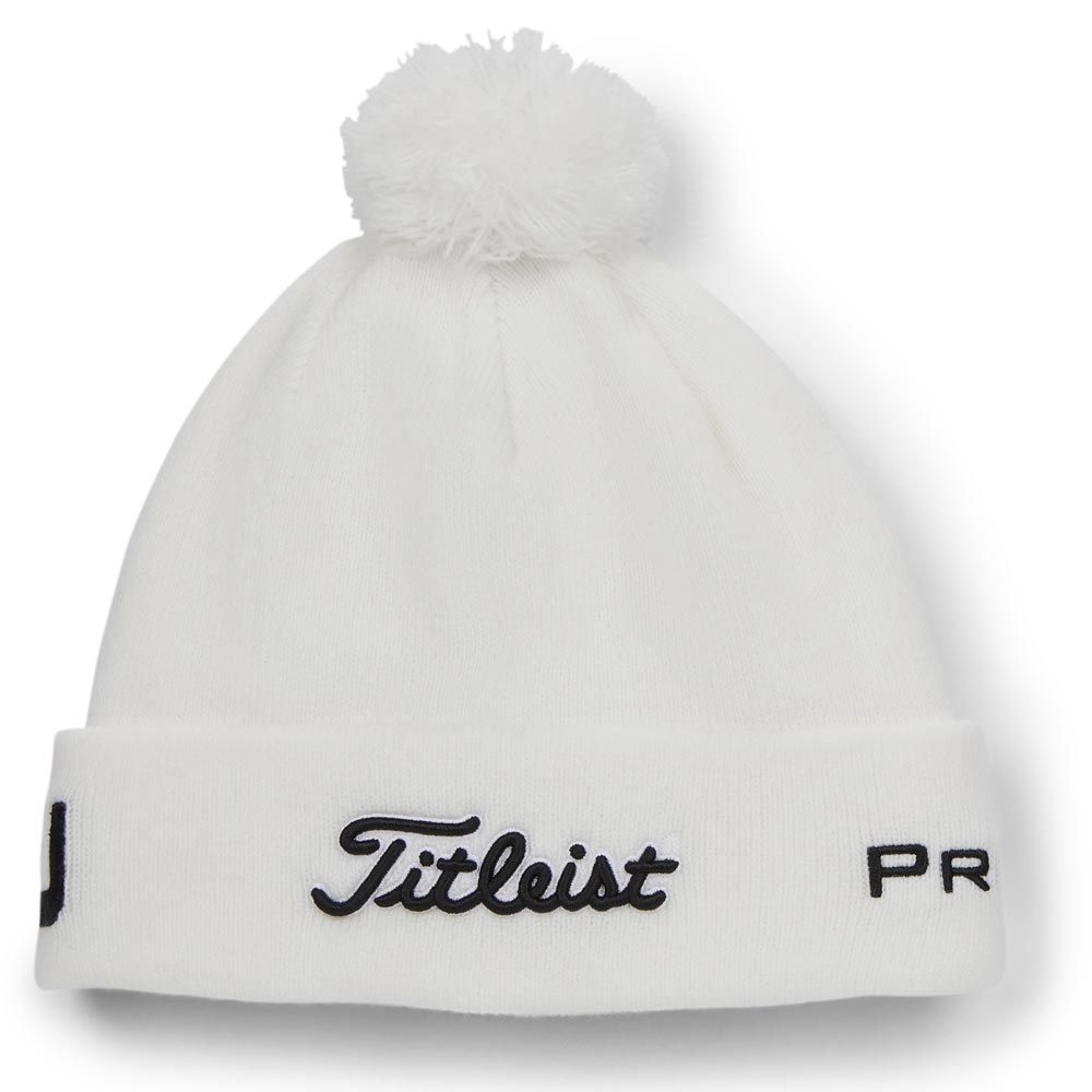 Titleist Tour Pom Pom Golf Beanie Hat - White / Black