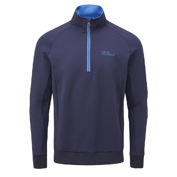 Oscar Jacobson Trent Tour Mid Layer 1/2 Zip Golf Pullover - Navy