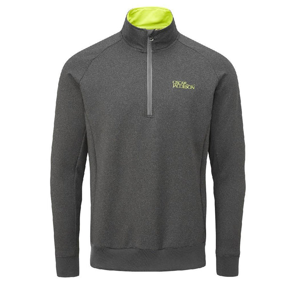 Oscar Jacobson Trent Tour Mid Layer 1/2 Zip Golf Pullover - Pewter