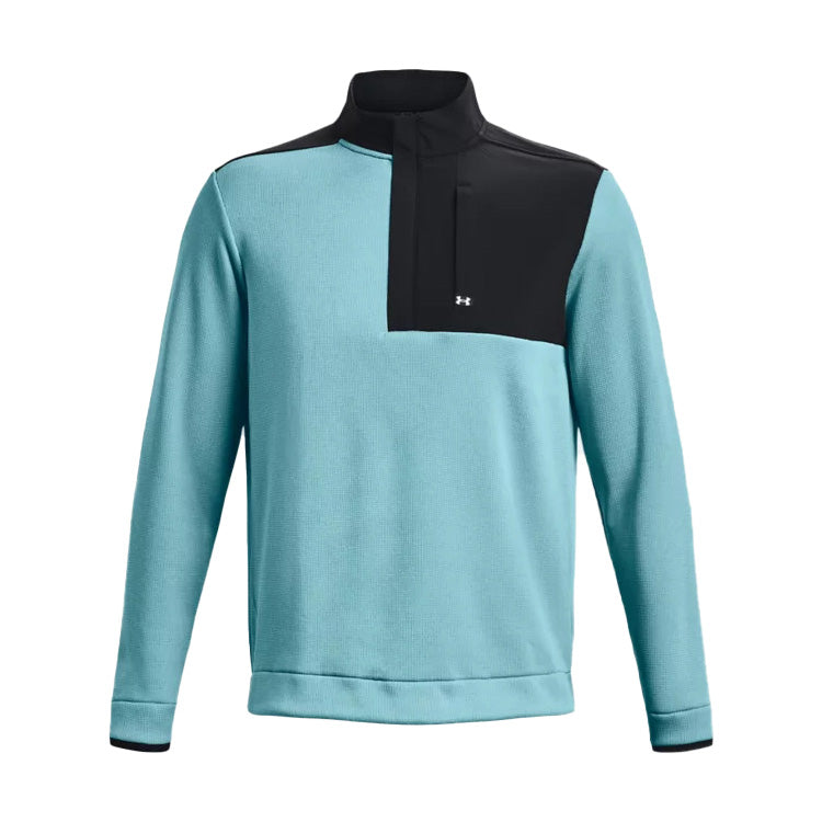 Under Armour Storm Sweaterfleece Half-Zip Golf Sweater - Light Blue/White